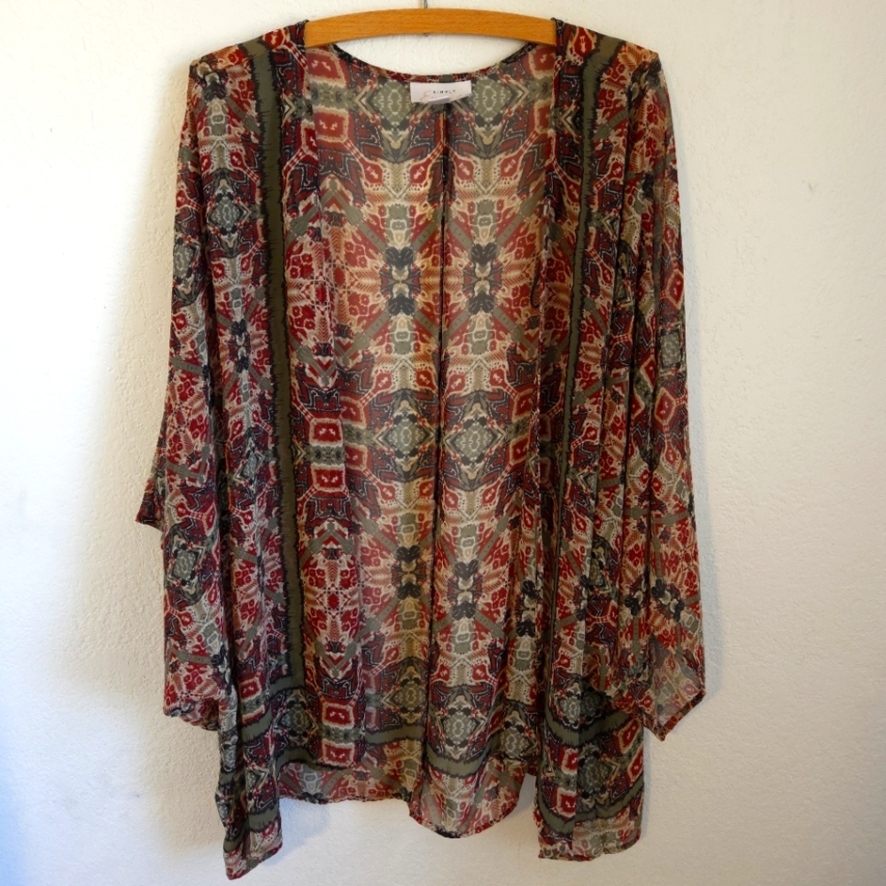 Simply Emma Womens Open Front Lace Copper Tones Cardigan Dolman Sleeves Size2X